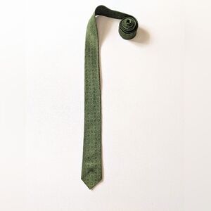 Vintage 60s retro style green silk skinny men's necktie